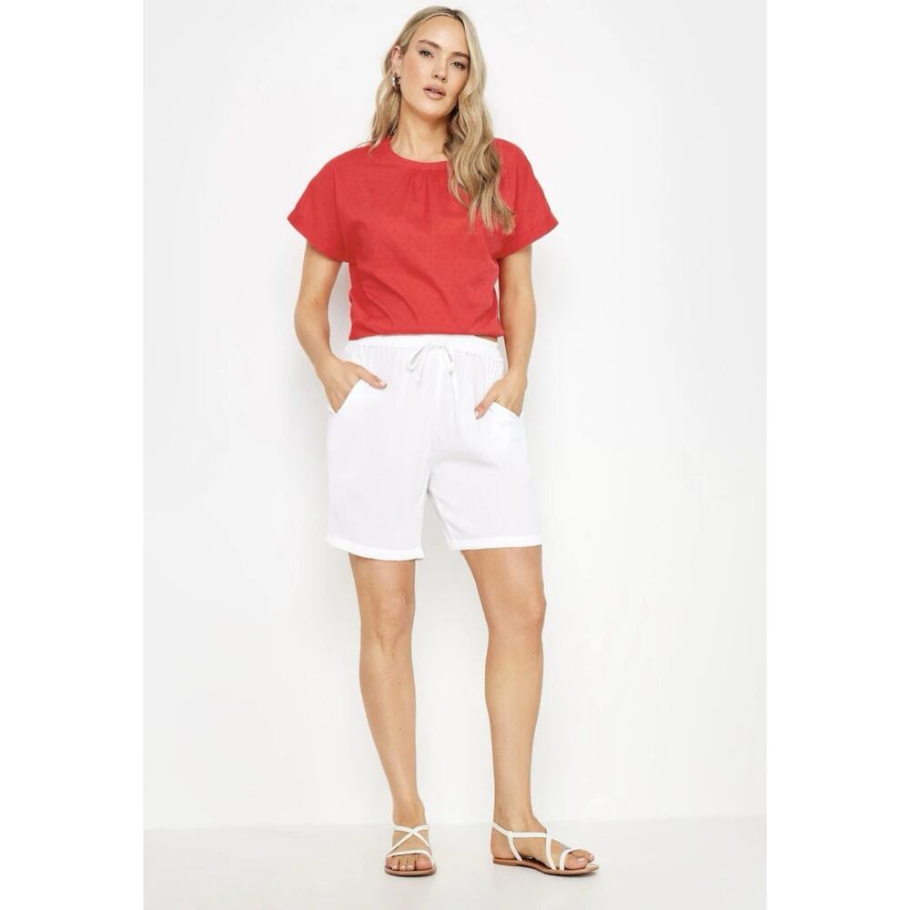 LTS Long Tall Sally Crinkle Shorts Women size 6 White Side Pockets NWT